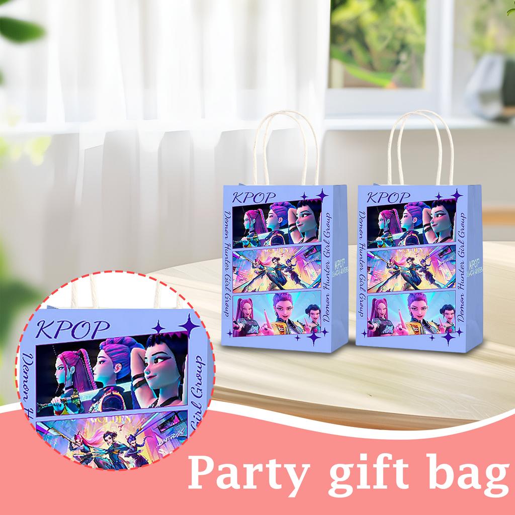 Kpop Dämonenjäger Party Geschenktüten Partyzubehör Cartoon Süßigkeitentüten Tragetaschen Geschenktüten Papierpackungen Geburtstagsfeier Deko