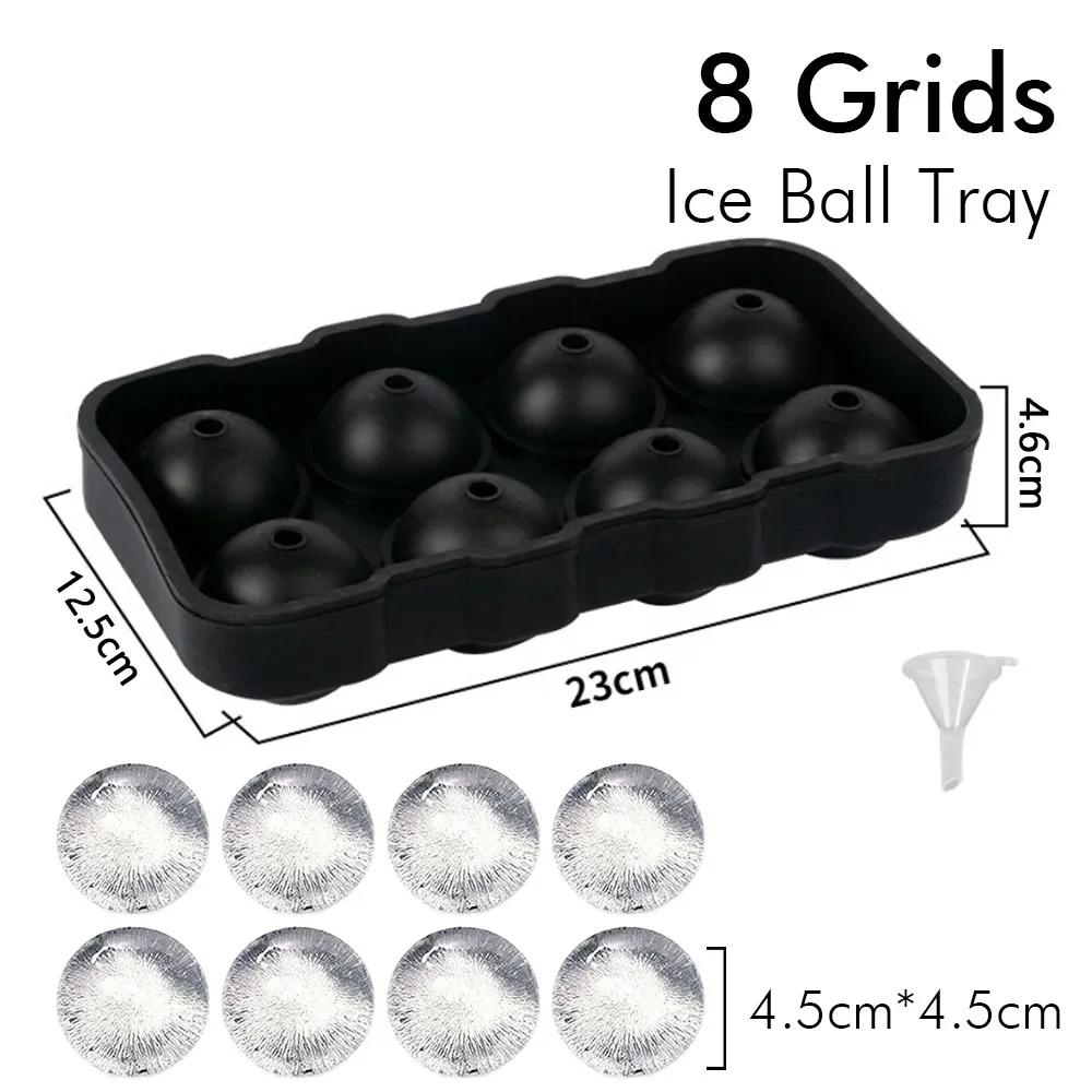 4/6/8 Grid Ice Cube Silicone Molds Ice Cube Maker Square Tray Mold Ice Ball Maker Ice Cube Tray with Lid for Whiskey Ice Mould