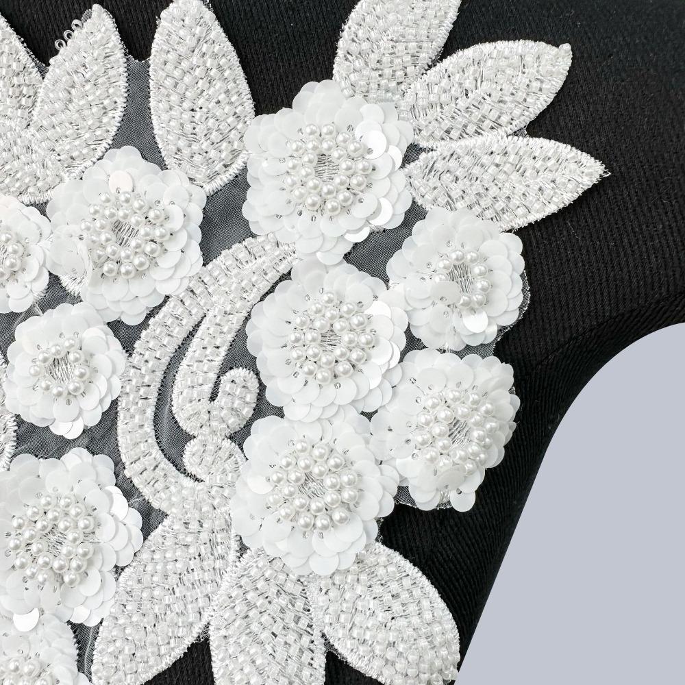 Three Dimensional Flowers Clothing Applique Sequin Patch Repair Flower Embroidered Patches  Apparel
