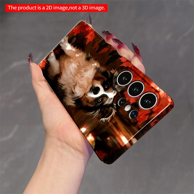 2DFlat Samsung Phone Case Autumn Maple Dog Portrait Phone Case Applicable To Galaxy S23 S24 S25ULTRA S26 A12 A14 A15 A16 A54 A55