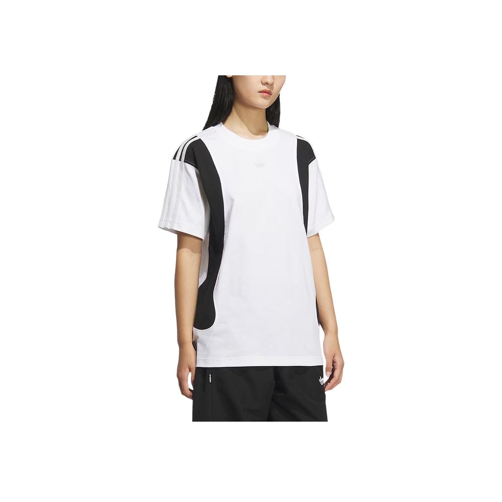 adidas Originals Ss25 Tyshawn Round Neck Loose Fashion Versatile Short Sleeve T-Shirt Unisex Tops White Black KD1873