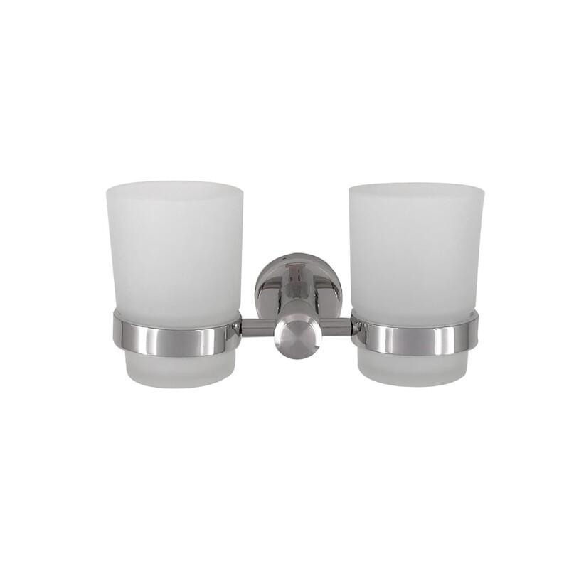 OIMG Wall-Mounted Stainless Steel Double Cup Toothbrush Holder