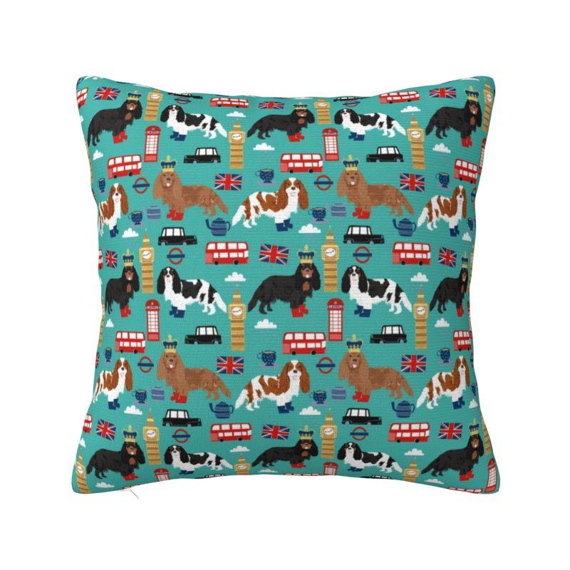 Custom Modern Cavalier King Charles Spaniel Cushion Cover for Sofa Velvet Cartoon Dog Pillow Case Bedroom Decoration