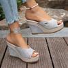 Women'S Summer Wedge Sandals - & Braided Platform Shoes with Adjustable Buckle Strap, Open-Toe Design, Comfortable Fabric Upper & Rubber Sole