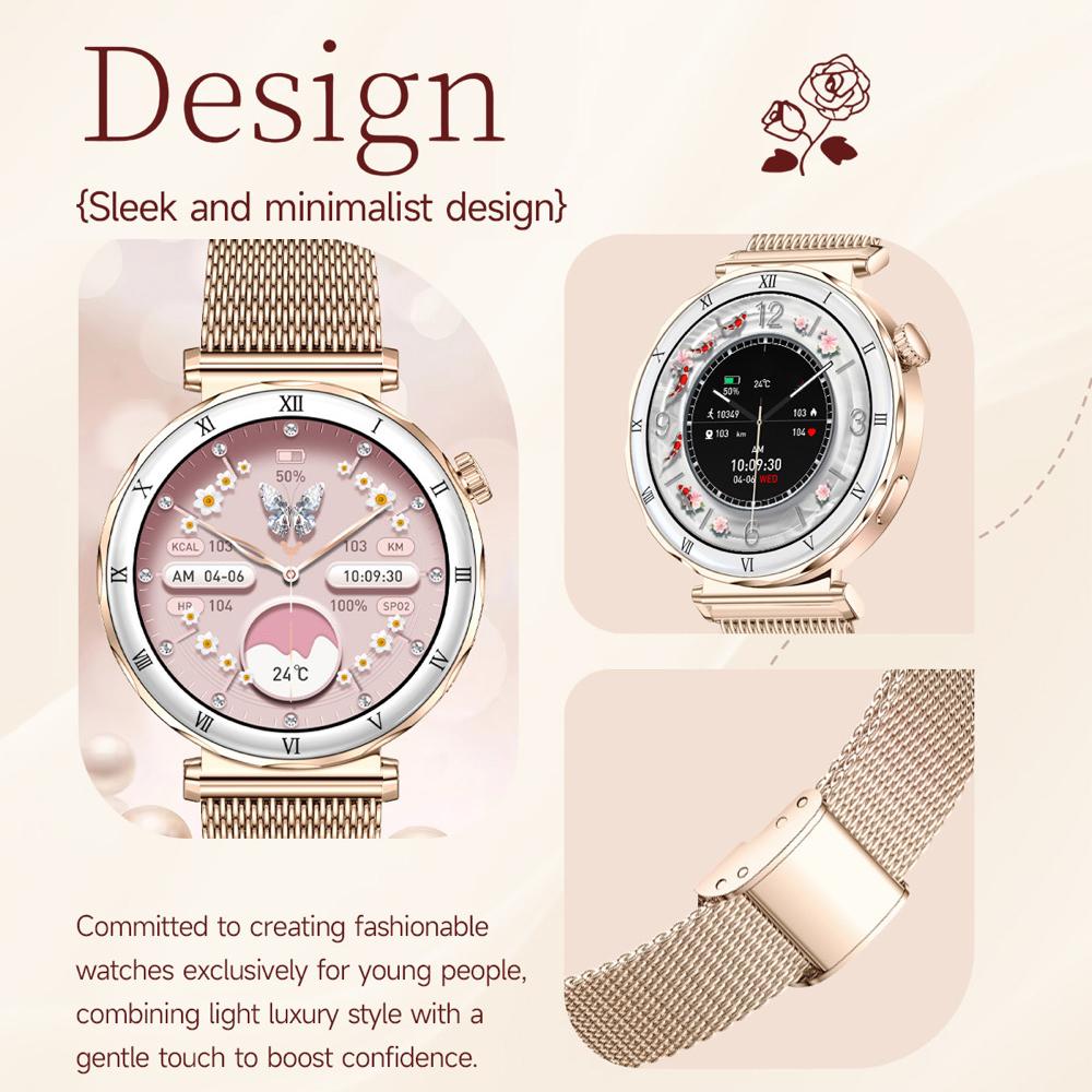 Sleep Health Monitor Women Smartwatch Information Push Blue Tooth Call Smart Watch Sports Fitness Music 1.19 Inch Amoled Screen