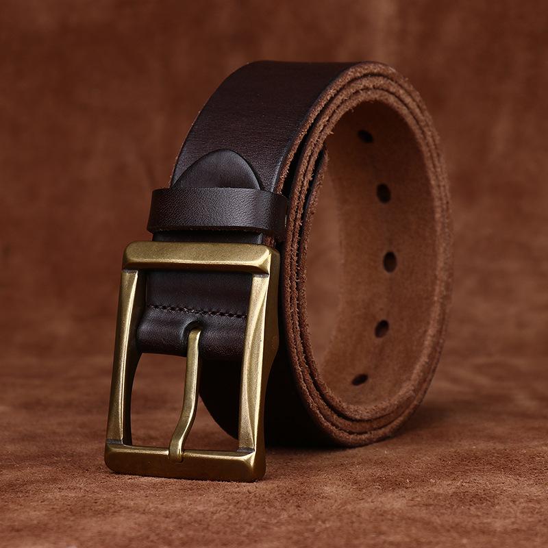 Retro Leather Top Layer Cowhide Belt for Men, Simple and Versatile, Light Luxury Style Casual Jeans Belt for Men