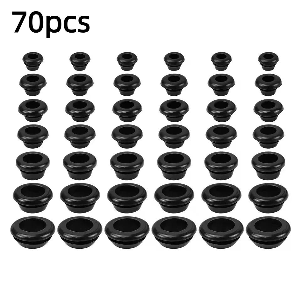 

70Pcs Rubber Grommet Kit Cable Wire Hole Grommets for Automotive Wiring Electrical Panels Dust Proof Moisture Resistant