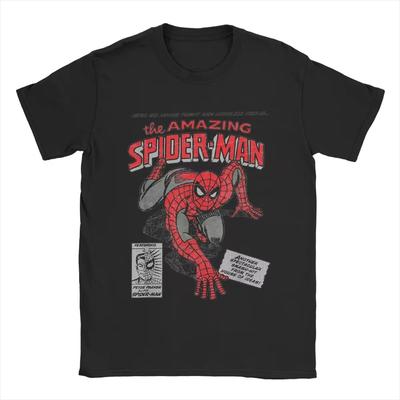 Örümcek Adam Spiderman Film Retro Çizgi Roman Erkek Tişörtleri Yaratıcı Tişörtler Yuvarlak Yaka Tişört %100 Pamuk Doğum Günü Hediyesi Üstler#Renk(1)
