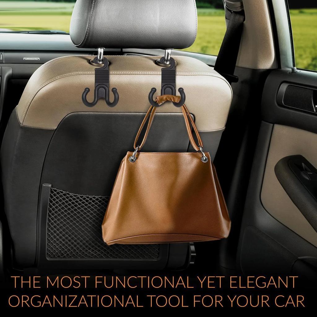 Upgraded 2 in 1 Auto Headrest Hooks Car Seat Hooks Durable Car Purse Holder Hanger Universal Car Hanger for Purses Bags Coat