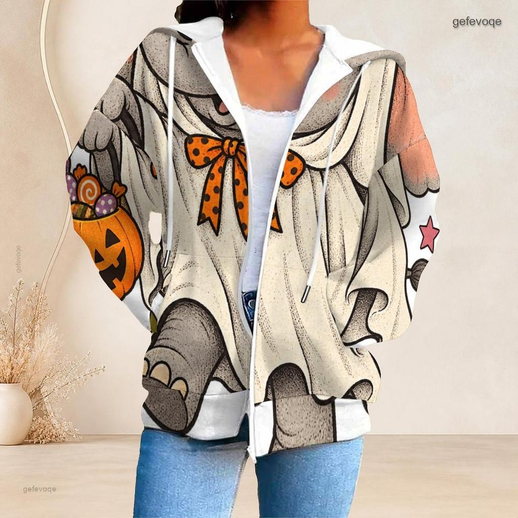 Women Plus Size Zip Up Hooded Sweatshirt Loose Long Sleeve Casual Daily Hoodie