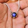 Labradorite Necklace, Silver Labradorite Pendant, Labradorite Round Pendant, Blue Labradorite, Blue Flash Labradorite,  Blue Fire Pendant