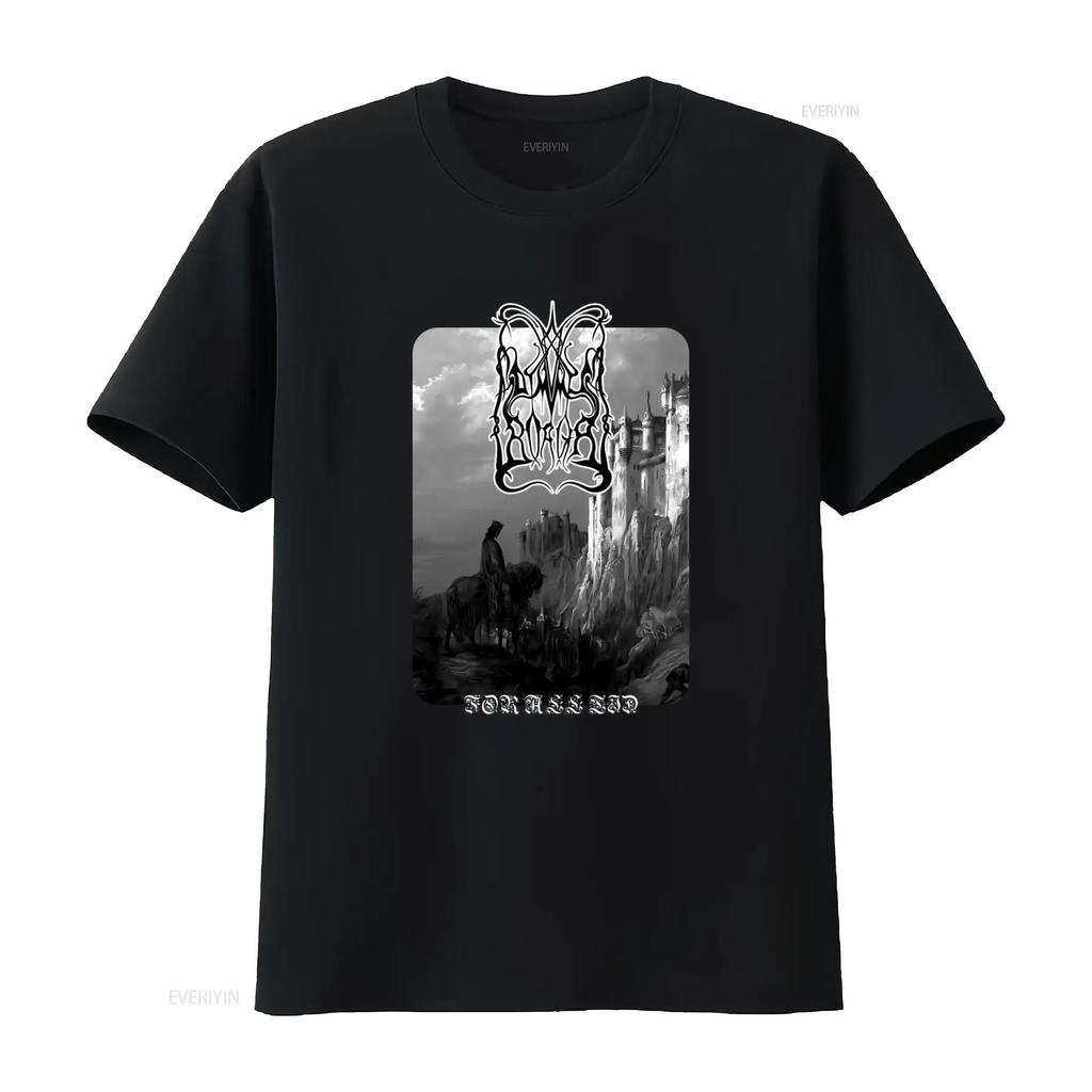 Dimmu Borgir For All Tid Schwarzes T-Shirt Gotisches Schloss Design Metal Band Merch vintage Gewaschen Weich Unisex Bequem Atmungsaktiv