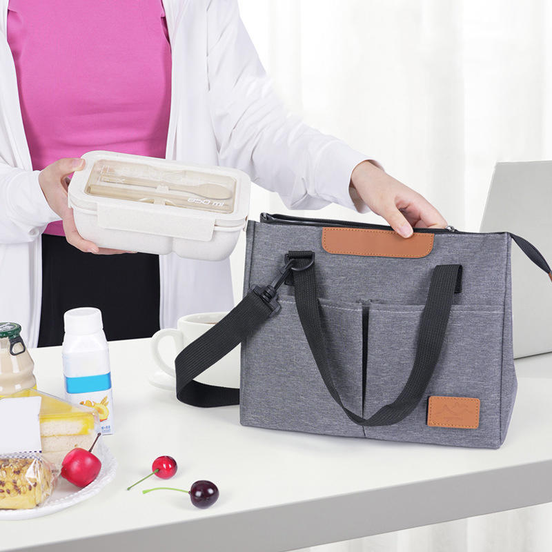Portable Triangular Lunch Food Box Bag Insulated Bag Outdoor Travel Crossbody Bag Waterproof Cooler Ice Insulated Case Oxford Dinner Handbag