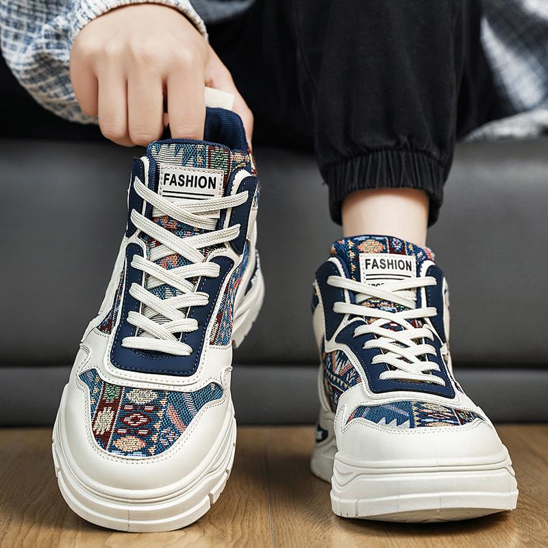 Heren Casual Vier Seizoenen Mode Hoge Top Studenten Comfortabele Sneakers Jongens Trendy Zachte Zool Ademende Schoenen