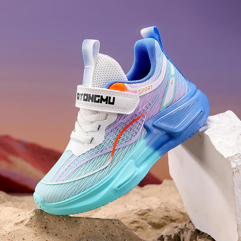 Children's summer breathable sports shoes mesh convenient Velcro casual shoes medium and large children and students soft-soled running shoes
