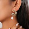 Old Diamond Imitation Pearl Moon Star Silver Needle Earrings Personalized Fashion Earrings