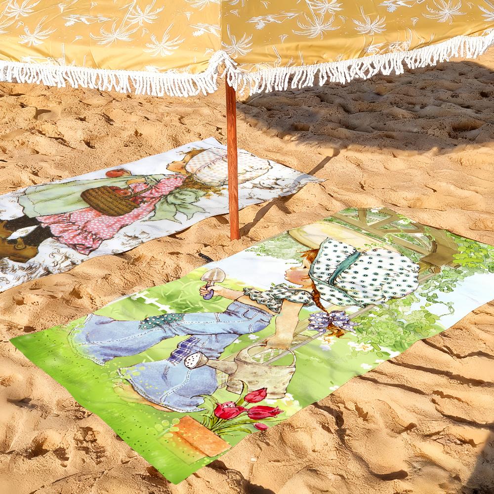 Art S-Sarah Kay Schaukelmädchen Handtuch Weich Pool Geschenk für Reise Fitnessstudio Dusche Camping Schnelltrocknend Sport Große Strandhandtücher