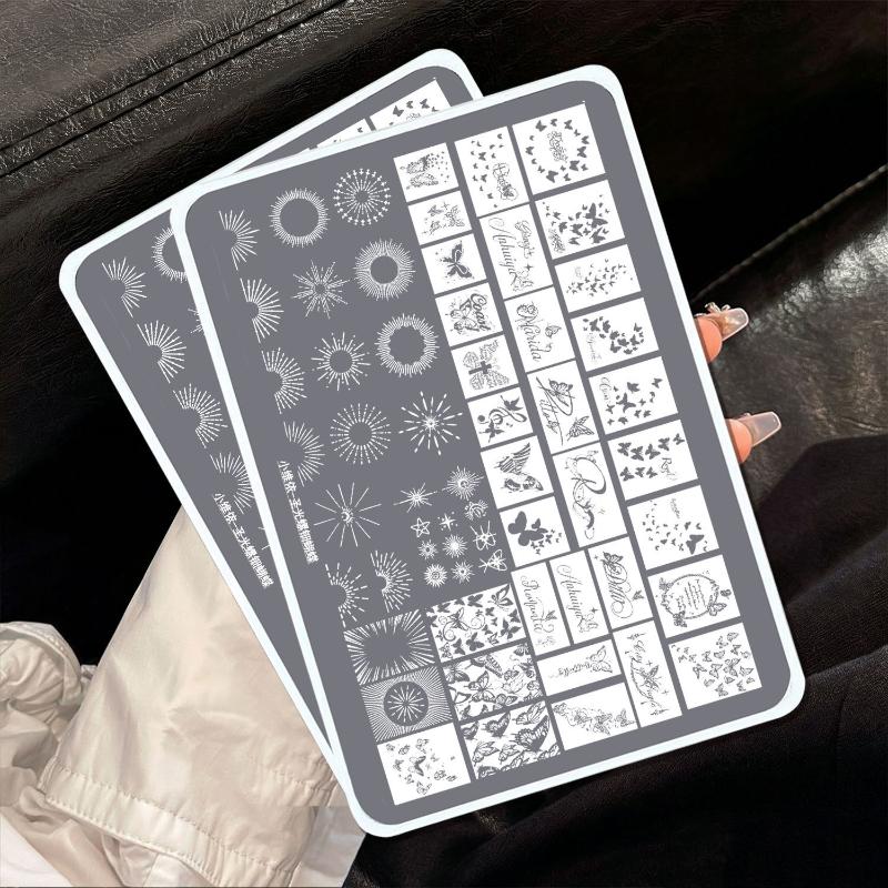 Nail Stamping Plates Nail Art Plate Stainless Steel Holy Light Pearl Butterfly Pattern Nail Design Stencil Tools