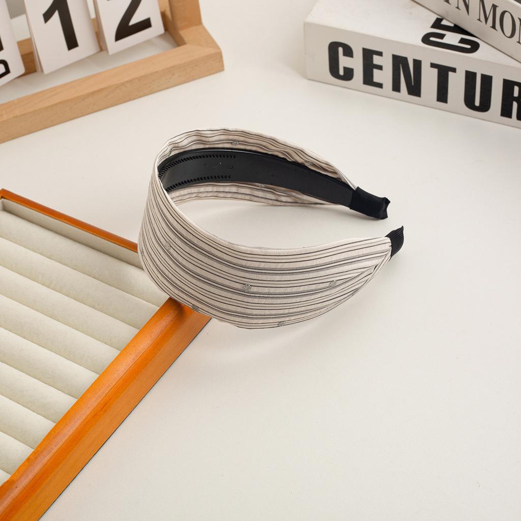 New Checkered Wide Fabric Headband Sweet Academic Vintage Hair Band Non-Slip Toothed Design Korean Retro Hair Accessories