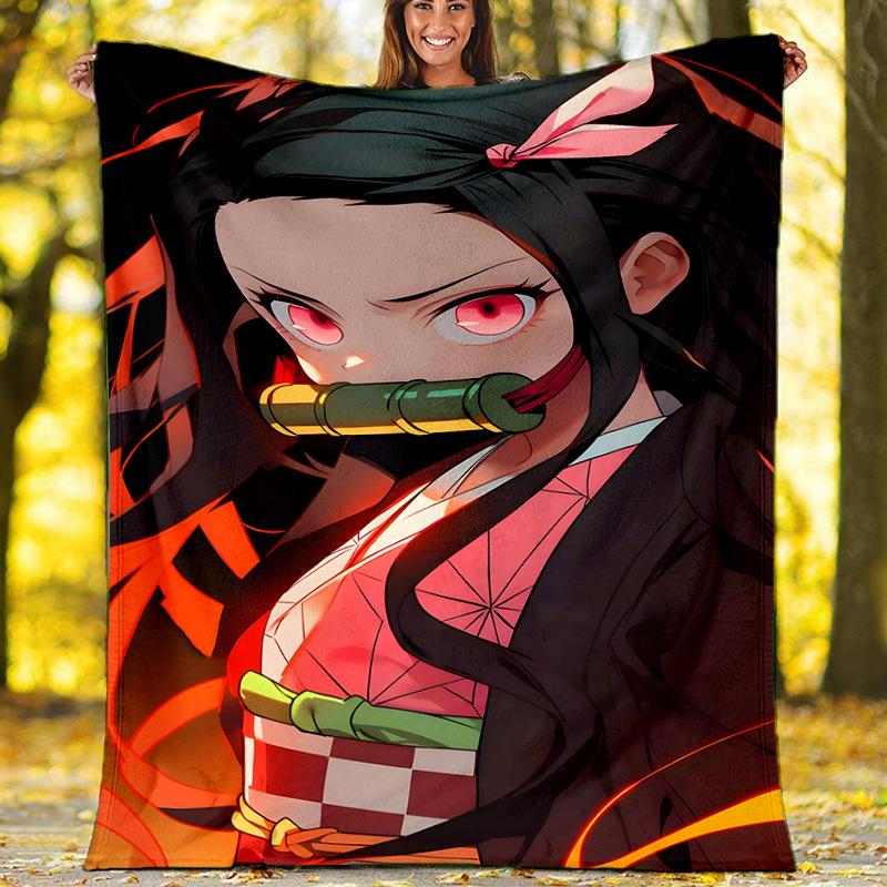 1pc nezouko9 Theme Blanket - Digital Print, Polyester, Cozy for All Seasons, Perfect for Outdoor, and Travel
