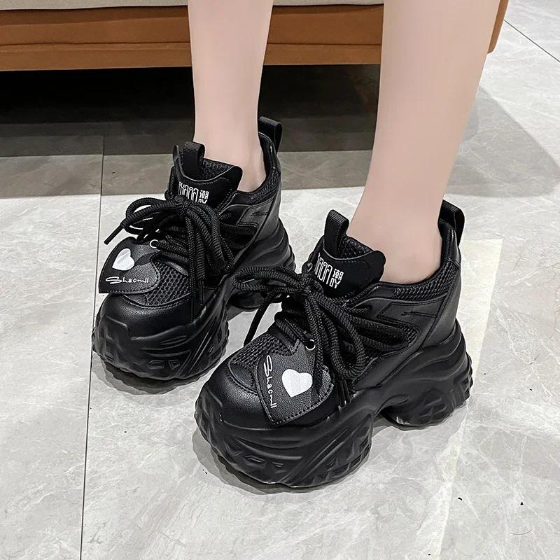 Fashion Sneakers Women High Platform Shoes Breathable Sports Trainers Casual Thick Bottom Mesh Chunky Sneakers Women Zapatos Mujer 10cm