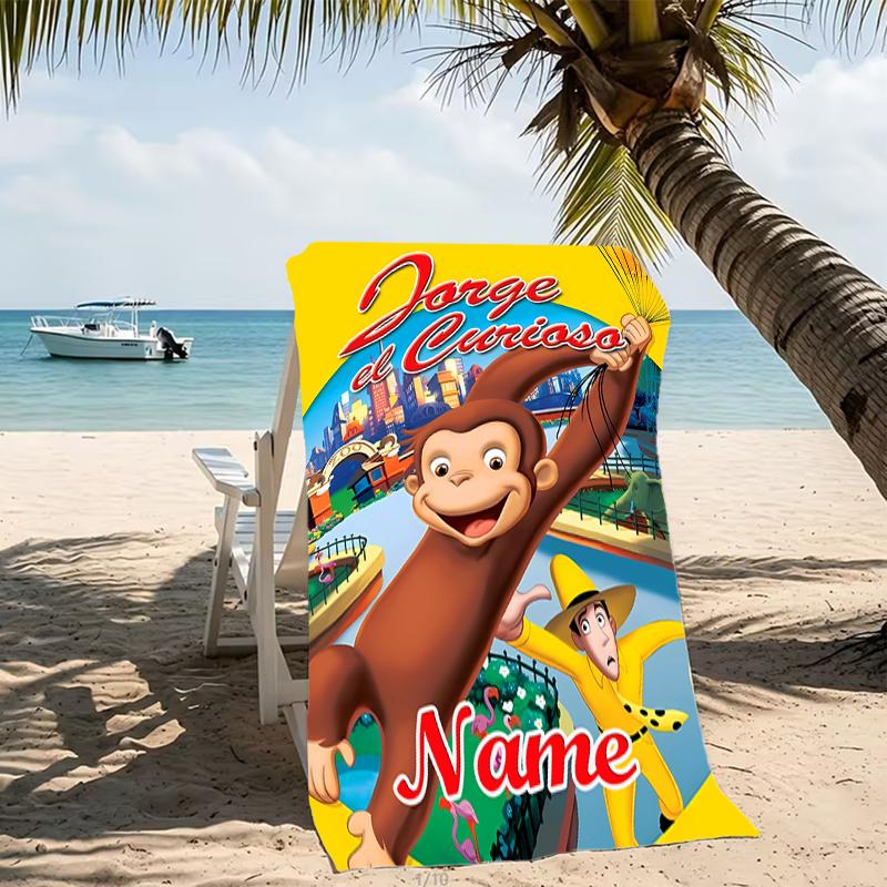 Customizable Personalized Beach Towels Curious George Themed designs.Suitable for the Beach, Yoga, Sports;ideal As Beach Accessories