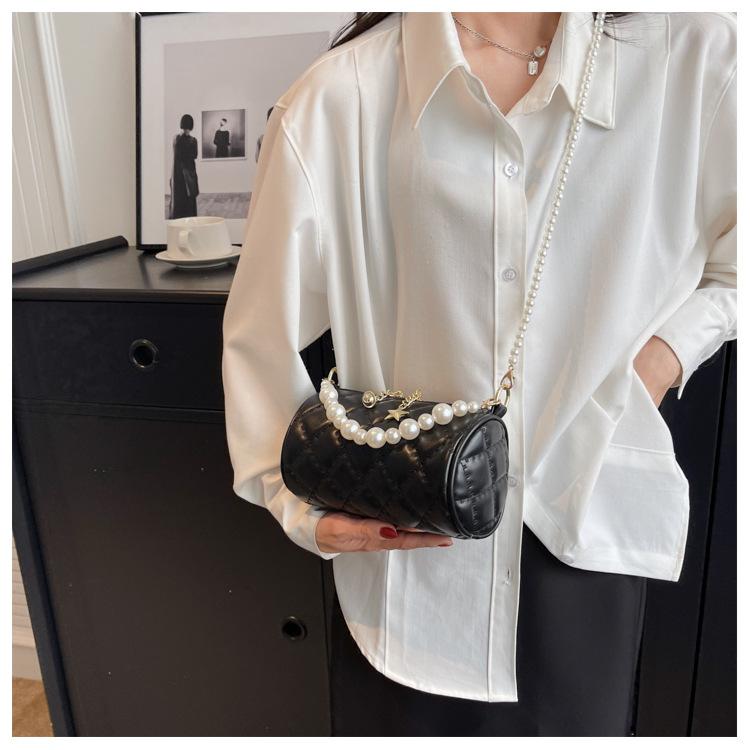 Premium Bag Women's Spring and Summer 2025 New Fashion Diamond Chain Messenger Bag Women's Cylinder Bag
