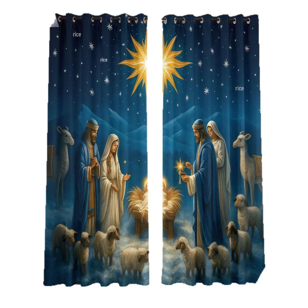 Christmas & Thanksgiving Thickened Digital Print Blackout Curtains - Customizable Image