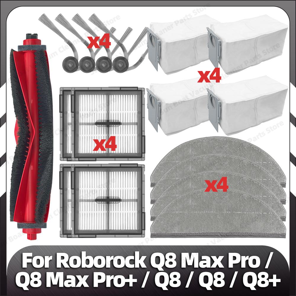Compatible for Roborock Q8 Max Pro / Q8 Max Pro+/ Q8 / Q8 / Q8+ Main Side Brush HEPA Filter Mop Pad Dust Bag Spare Parts