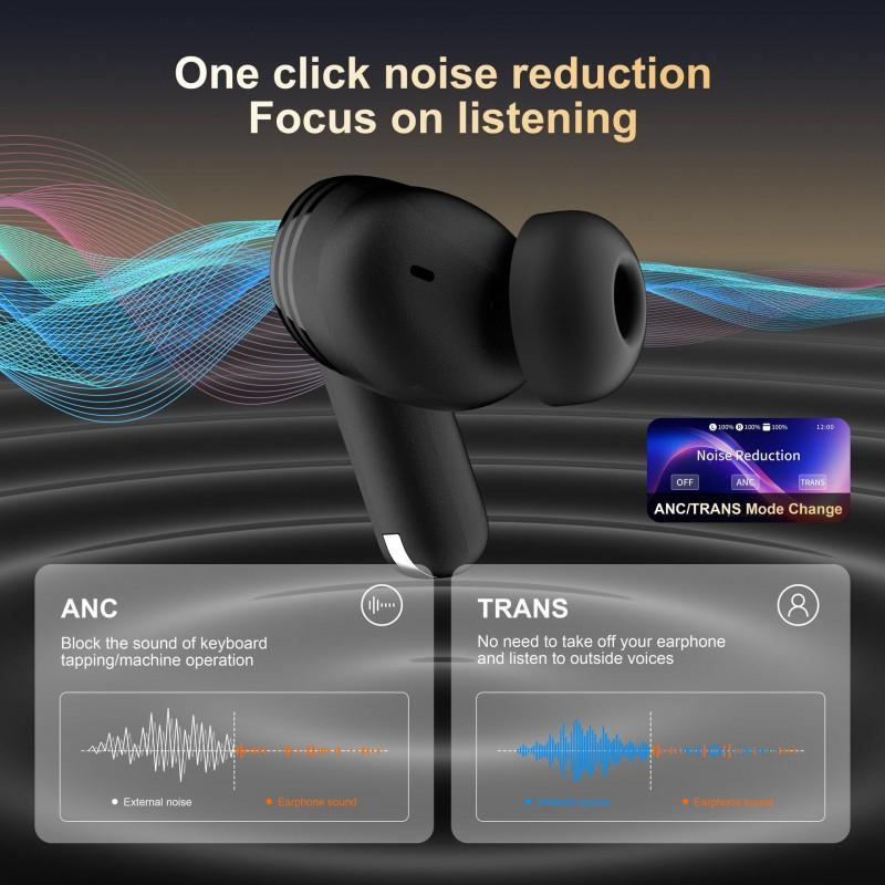 Wireless Bluetooth 5.4 Earbuds With ANC ENC LED Touch Screen Long Battery Life Dual Device Connect IPX4 Waterproof