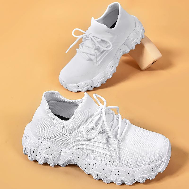 Fashion Women Sneakers Mesh Breathable Casual Comfortable Sneakers Women Lace-up Platform Lightweight Shoes for Women Zapatos De Mujer