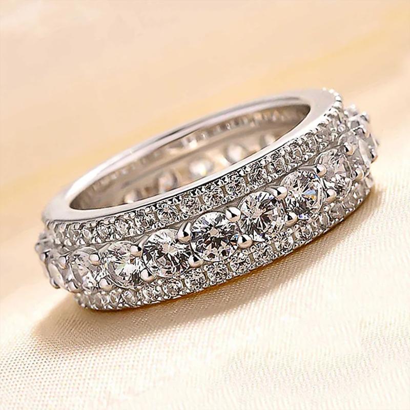 

Кольца Huitan Round Cubic Zirconia для женщин, роскошные модные кольца-обещания, модные универсальные свадебные аксессуары, ювелирные изделия Eternity 9