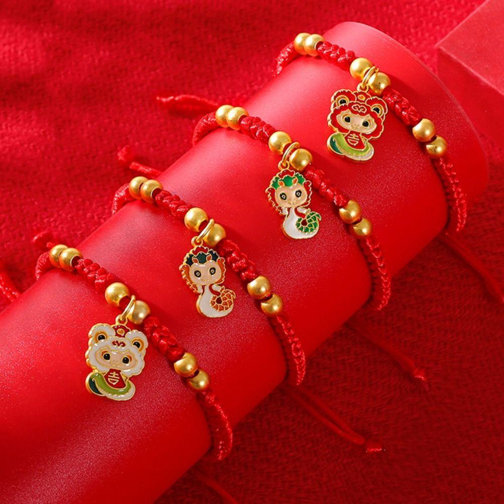 Chinese Style Snake Year Bracelet Hand Rope Fortune Bracelet Retro Lucky Red Rope  Couple