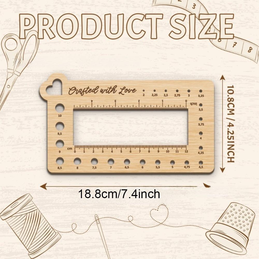 

Wooden Knitting Gauge Ruler Multipurpose Yarn Measuring Tools Knitting B