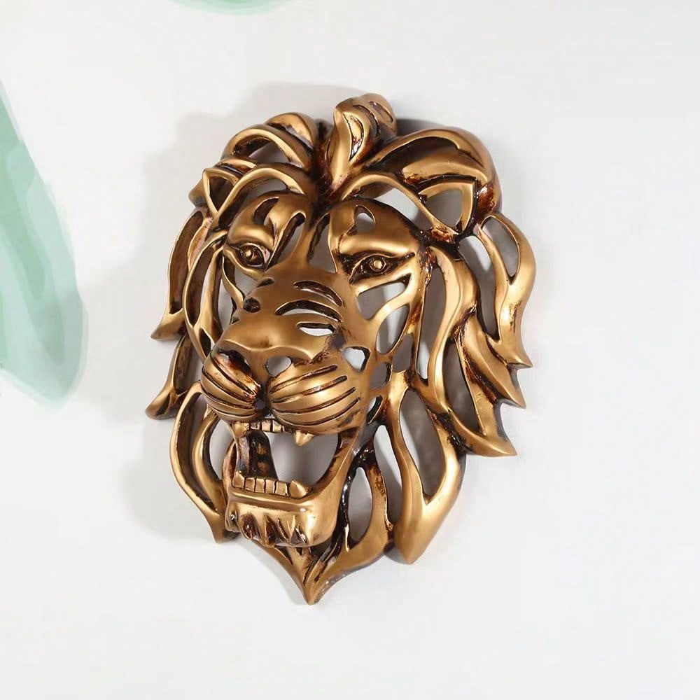

1 шт. Большая скульптура головы льва из смолы, настенный декор - Креативное украшение для сада, гостиной и спальни one-size золотой
