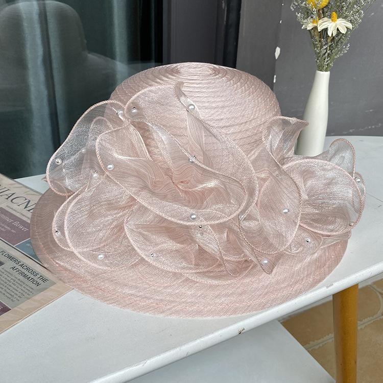 Eugen yarn large flowerpot hat women's fashion mesh visor summer breathable travel sun protection beach hat