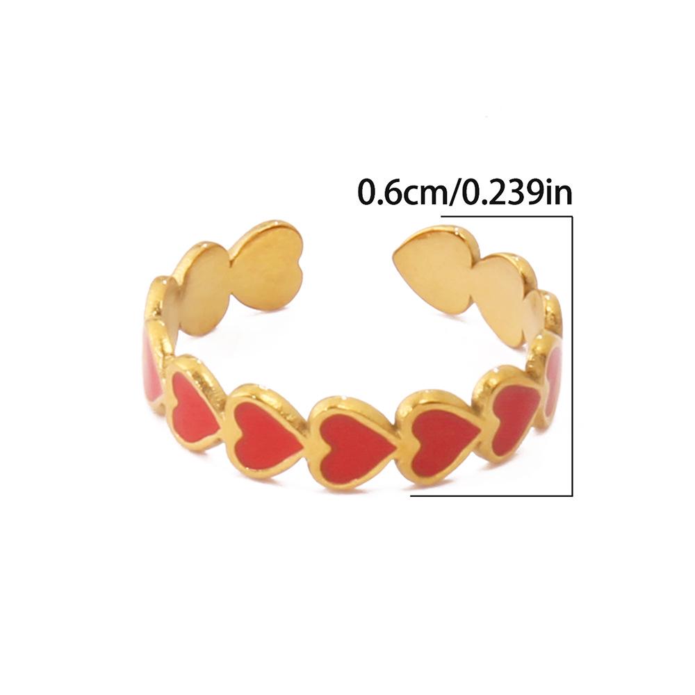 18K Gold Plated Stainless Steel Heart Open Ring for Women