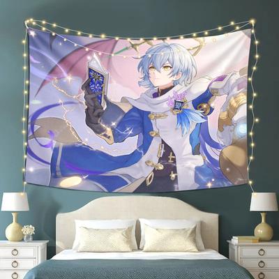 Anime Mage Character Tapestry  Fantasy Wizard Wall Hanging HighQuality Polyester Fabric for Bedroom or Dorm Decor