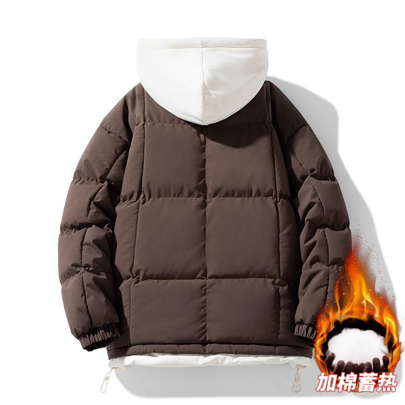 Mens Winter Hooded Puffer Jacket Oversized Thick Cotton Coat Casual Warm Outerwear Teens Adults