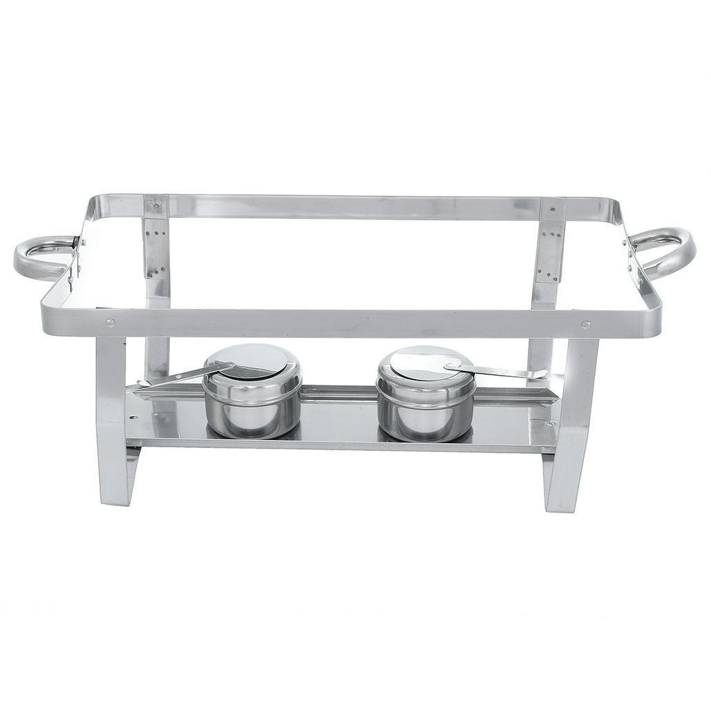9L 3 Plates Dish Set Container Food Warmer Chafing Dish Full Buffet Catering Foldable Stainless Steel Square Buffet Stove