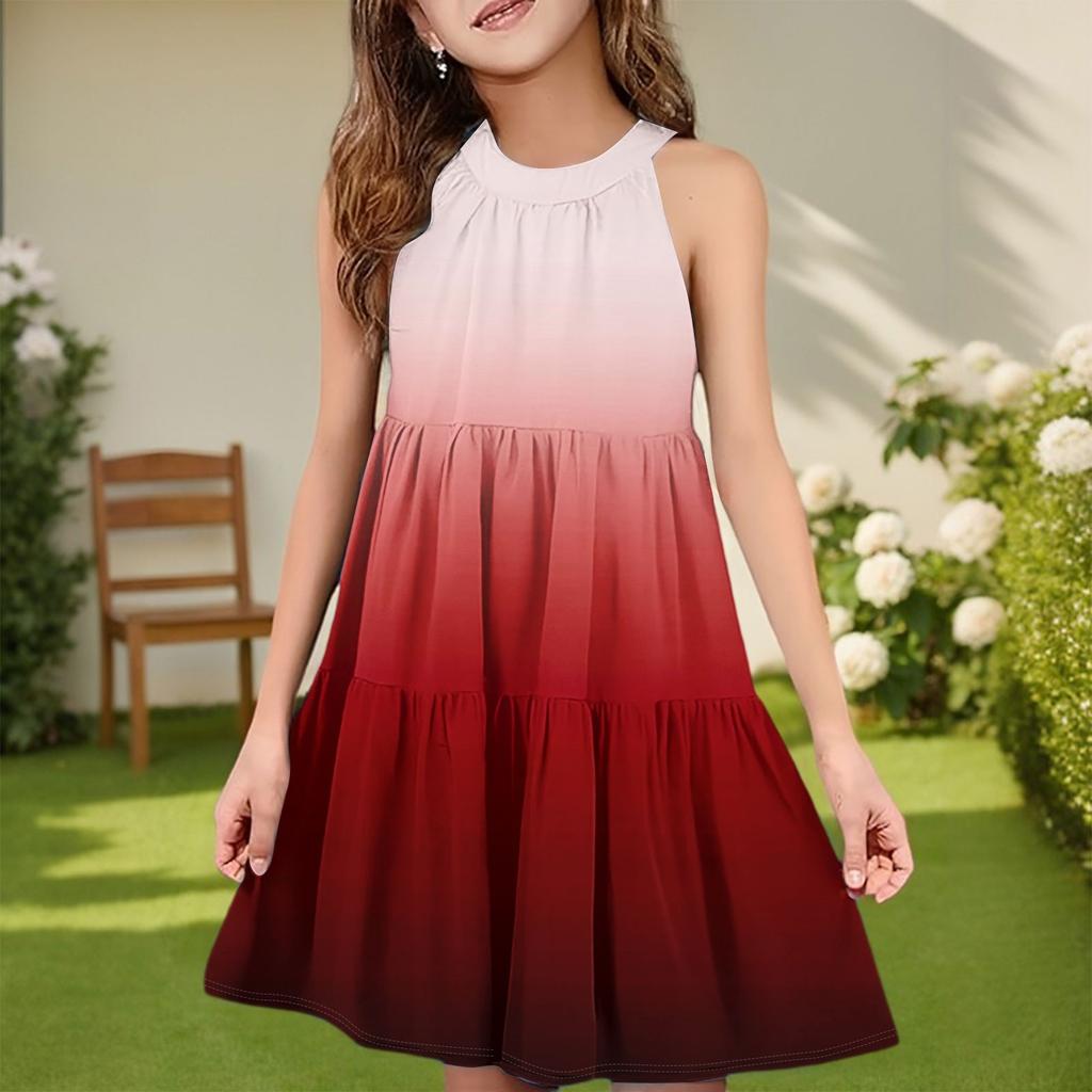 Children's Summer Casual Fashion Round Neck Sleeveless  Dress
