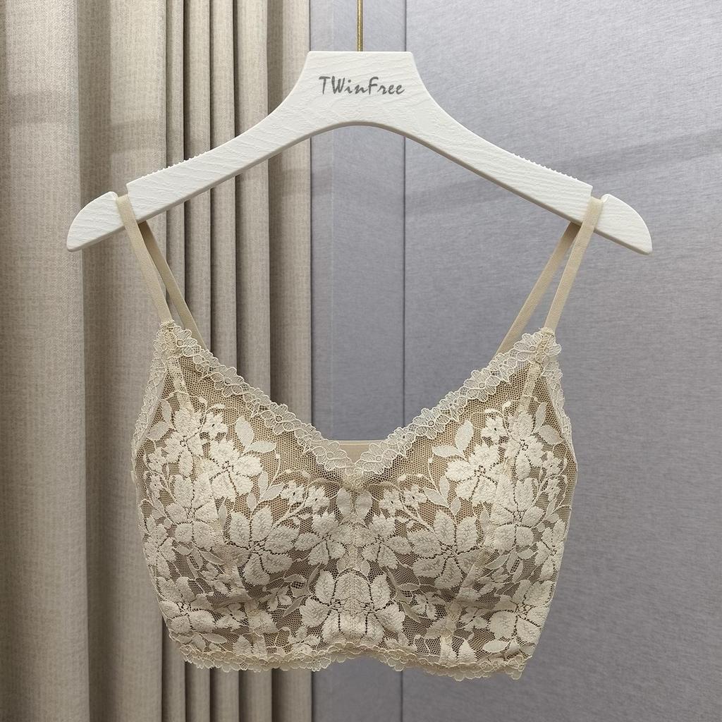 Women's French Triangle Lace Camisole Bra with V-Neck and Beautiful Back Design