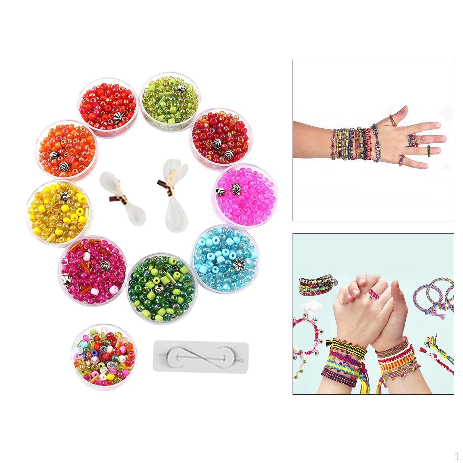 

1Set Bracelet Making Kit Colorful Plastic Beads Charms Beading Pendants Bangles for Jewelry 10 Box Beads Strings