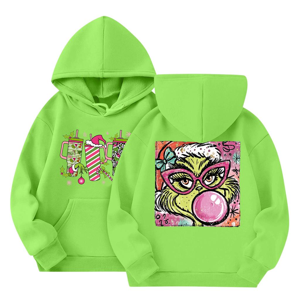 Barne Mote Lett Langermet Genser Med Lommer Trykk Hettegenser