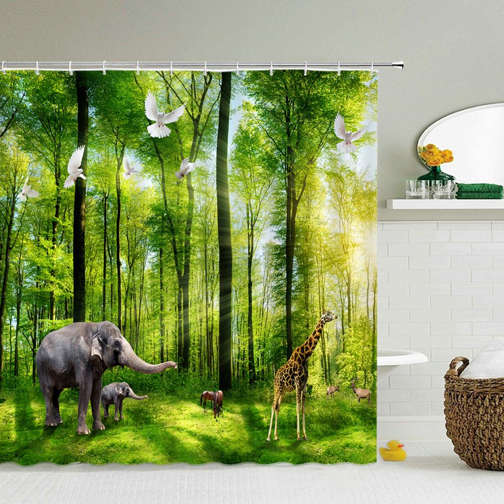 European Flowers Scenery Garden Shower Curtain, Rustic Nature Landscape Path Arch Decor Bath Curtain For Shower Stall Bathroom