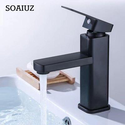 Accesorio de grifería para bañera negra, grifo de baño de agua fría y caliente, grifos mezcladores para lavabo, fregadero montado en cubierta, lavabo negro mate