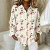Women's Casual Long Sleeve Christmas Print Cardigan Top for Holiday