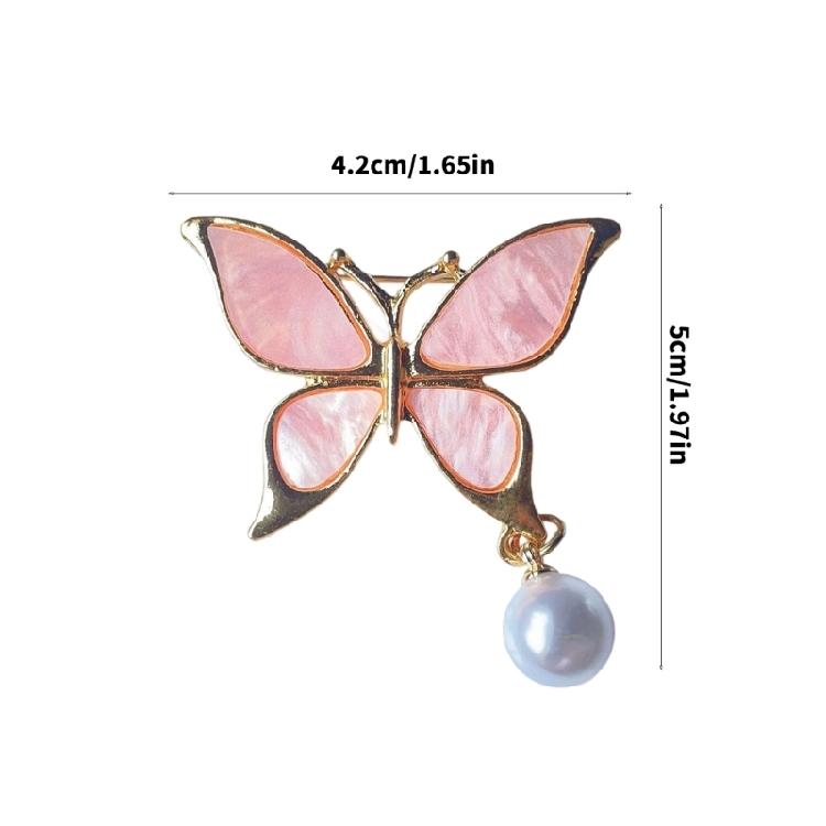 Versatile Butterfly Pearls Accessory Modern Waterdrop Inspired Detailing Sturdy Alloy Brooch for Casual Formal Wear