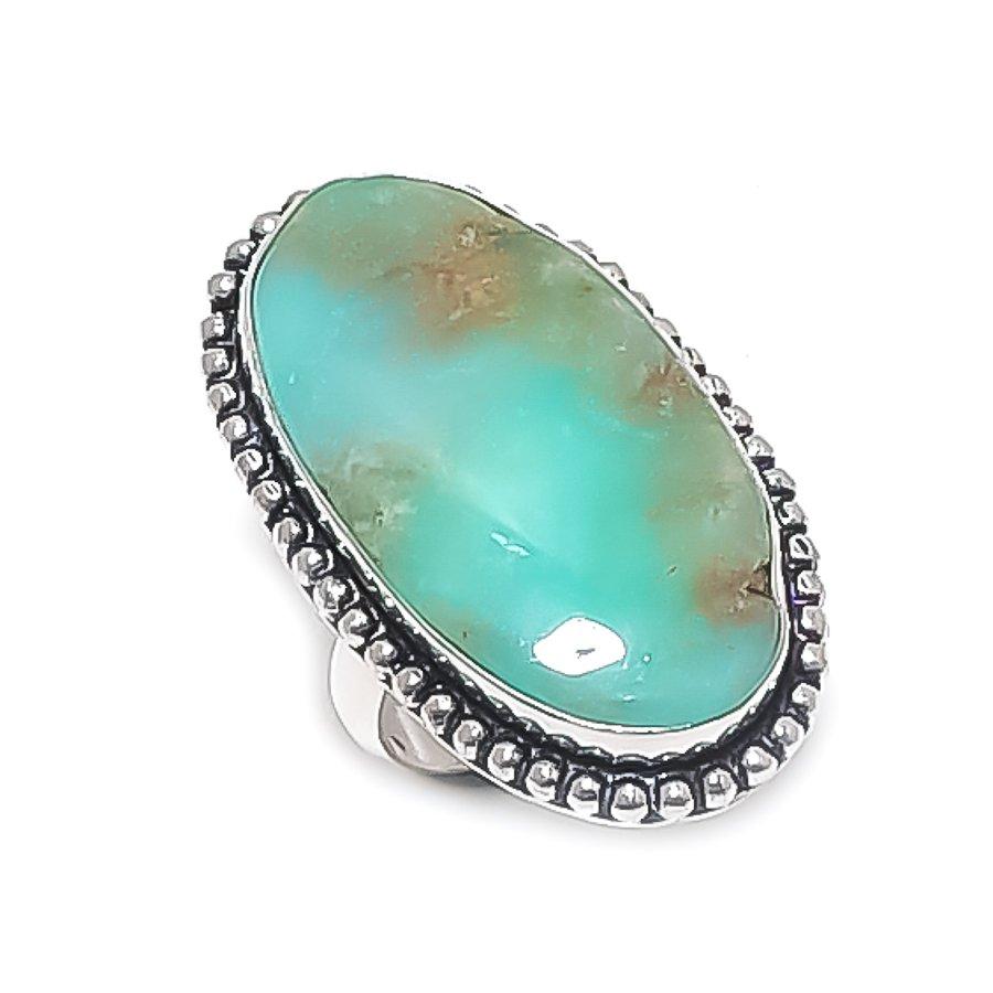 Chrysoprase Gemstone 925 Sterling Silver Jewelry Ring Size 8