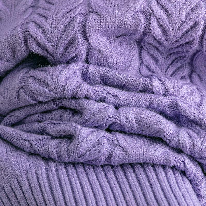 Two-Tone Jacquard Loose Slimming Long-Sleeve Knit Sweater, Autumn/Winter 2024